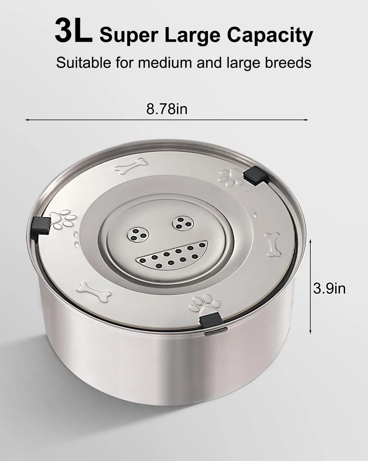 Spill-Proof XXL Stainless Steel Dog Water Bowl with Floating Disk