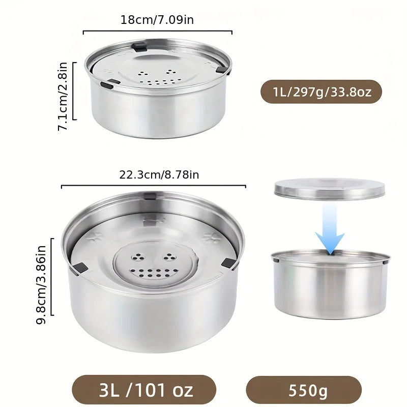 Spill-Proof XXL Stainless Steel Dog Water Bowl with Floating Disk