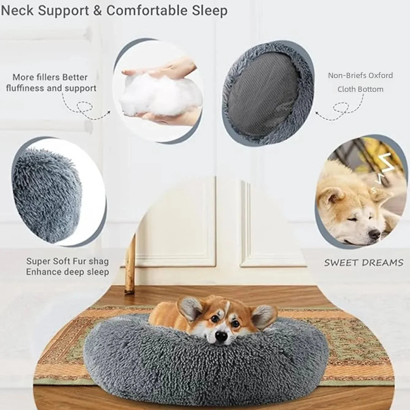 CozyNest Plush Round Pet Bed